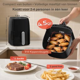 YASHE heteluchtfriteuse 4,2L 1500W - LED touchscreen - 6 programma's - vaatwasserbestendige mand — thumbnail 2