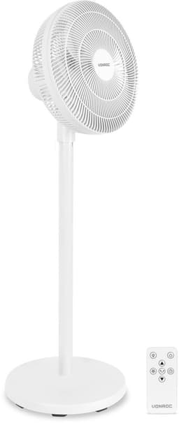 VONROC Vloerventilator - 3 snelheden – incl. afstandsbediening - timer - verstelbaar in 3 hoogtes - wit — thumbnail 1