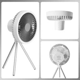 Ventilator met statief - Camping Ventilator - Ventilator - met LED Verlichting - 3 Snelheden - tot 27 uur - Ingebouwde Opklapbare Haak - Wit — thumbnail 3