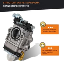 GELLDG Carburateur voor Grasmaaier 52 cc 49 cc 43 cc - Mechanische Carburateur - Complete Accessoires Set - Geschikt voor Diverse Grasmaaiers, Freesmachines en Kettingzagen - Metaal - Inclusief Montageonderdelen — thumbnail 4