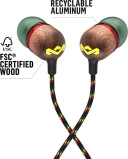 House of Marley Smile Jamaica Oortjes met Draad - Bedrade Oordopjes 3,5 mm Aansluiting - Met Microfoon en 1knopsbediening - Eco Friendly Design - 9 mm Drivers - Knoopvrije Kabel - Rasta — thumbnail 3