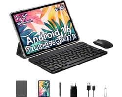 ExcitPower T12 Pro Tablet - 11.5 inch - 8000mAh- 24GB RAM - 256GB - 4G Dubbele Simkaart - WiFi 6 - Android 16 - Grijs