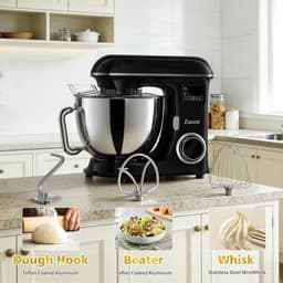 Keukenmachine Deegmachine - Mixer Kom - Bakken En Koken - Led Touchscreen Timer - 8 Liter Capaciteit - Zwart — thumbnail 2