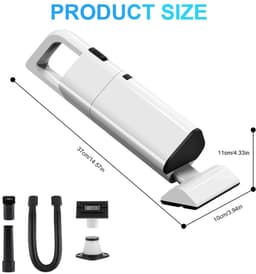 Draadloze Handstofzuiger 20000 Pa – Oplaadbaar – Met Wasbaar HEPA Filter – Mini Auto- en Huisstofzuiger voor Huisdierharen, Kantoor en Thuis – Wit — thumbnail 4