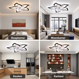 Plafondventilator met LED Verlichting – 50W – Dimbaar (3000K-6000K) – Met Afstandsbediening & App – 6 Snelheden – Zwart — thumbnail 4