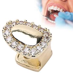 Enkele tand bling tanden, tand accessoire decoratie voor Halloween feest hiphop show, rapper kostuum tand sieraden en accessoires (enkele deur diamant goud) — thumbnail 5