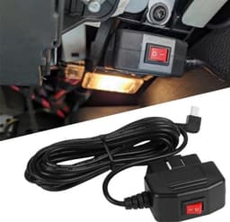Mini USB-stroomadapter, oplaadkabel, OBD-stroomkabel voor dashcam, stroomkabel voor parkeermonitor met schakelaar, 24-uurs bewaking voor auto-dashcam, GPS DVR, 12V-24V universeel — thumbnail 5