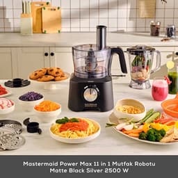 Karaca Mastermaid Power Max 11-in-1 Keukenrobot 2500W – 1,5L Kom – Blender 1L – Citruspers – Koffiemolen – 5 RVS Raspschijven — thumbnail 3
