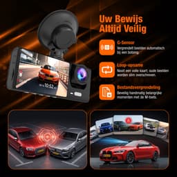 MrGoods Dashcam Auto - Triple Lens Dashcam Voor Achter Binnen Camera - Wifi - 1080P Full HD - Nachtzicht - G-Sensor - Parkeermodus - Looprecording — thumbnail 3