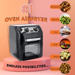 Heteluchtfriteuse Oven - Airfryer XXL - Gezond Koken - 12 Programma's - 12 Liter - Zwart — thumbnail 4