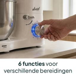 Keukenmachine - Keukenrobot Mixer - Bakken Ingrediënten Mengen - Krachtige 2000W Motor - 6.2 Liter Kom - Creme — thumbnail 3