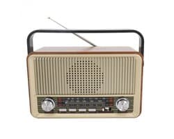 Vintage Draagbare Radio - Retro AM/FM/SW Radio met Bluetooth - 1800 mAh Oplaadbare Batterij - Draagbare Werksite en Camping Radio met USB, TF en AUX - Grote Knoppen voor Senioren - Goud