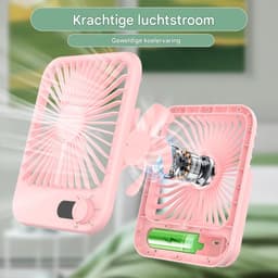 carmdering - Draagbare Ventilator - Oplaadbare Tafelventilator - Persoonlijke Bureauventilator - Digitaal Display - 100 Verstelbare Snelheden - ABS Kunststof - Ultra Stil Design - Ideaal Voor Reizen En Slaap -roze- 1 Stuk — thumbnail 3