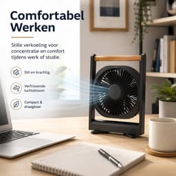 Tafelventilator en Bureauventilator 2-in-1 - Oplaadbare USB Mini Ventilator - Stille Luchtcirculator met 4 Snelheden - Compacte Desktop Cooler voor Studentenkamer, Slaapkamer, Kantoor en Thuiswerkplek — thumbnail 2