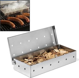 COZYVENT Extra dik Rookbox voor gasgrill of houtskoolgrill, rookbox van roestvrij staal, werkt met houtsnippers, voegt gerookte BBQ-smaak toe, scharnierend deksel, kromtrekkende grillaccessoires — thumbnail 2