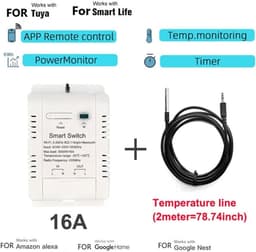 Slimme Temperatuurschakelaar - Klimaatbeheer Apparaat - Energie Besparen - Met Energie Tracking - 16A met Draad - Wit — thumbnail 5