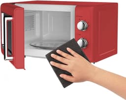 Retro Magnetron – Compacte Magnetron – Vintage Magnetron – Keuken Magnetron – Elektrische Magnetron – 20 Liter Inhoud – 700 Watt Vermogen – 6 Stands – Timer Met Eindsignaal – Rood Met Verchroomde Knoppen — thumbnail 5
