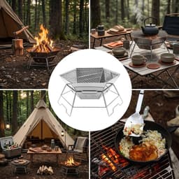 Meedeer Campinghoutkachel-Opvouwbare buitenkachel-draagbare-Ruitvormig barbecue-Camping Kooktoestel-RVS-Hittebestendig-voor vreugdevuur en picknick — thumbnail 2