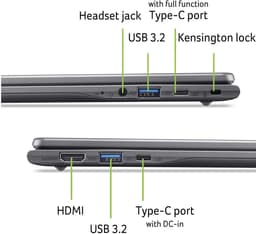 Acer Chromebook Plus 514 CB514-6HT-3689 - 14 inch - Touchscreen - Core 3 (i3) - 8GB - 128GB - Verlicht toetsenbord - Grijs — thumbnail 3