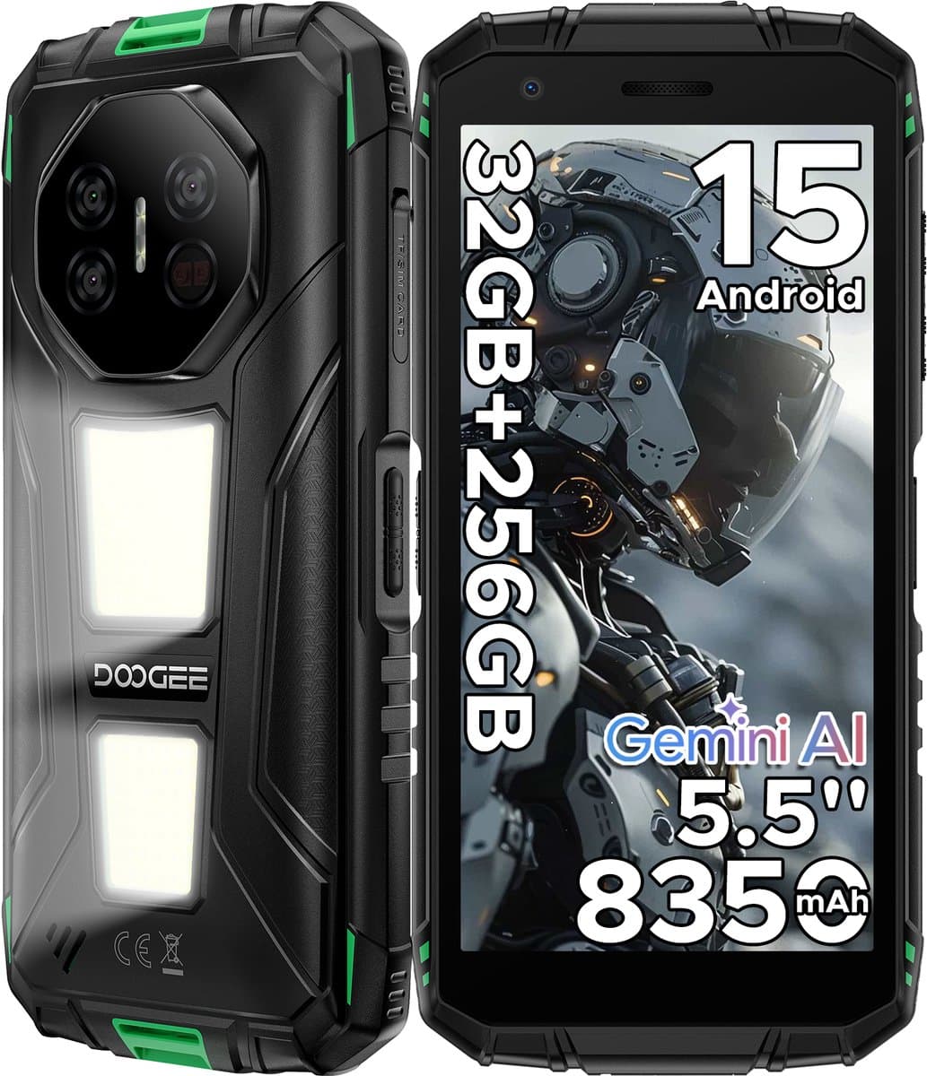 DOOGEE Fire 3 Max-Robuuste Smartphone-Android 15-32GB RAM + 256GB ROM-8350 mAh-1200LM kampeerlamp-outdoor smartphone-5,5 inch IPS HD+ scherm -48 MP + 8 MP camera-Gemini AI-Widevine L1-IP68 water- en stofbestendig - GPS-vingerafdrukherkenning-NFC- OTG — afbeelding 1