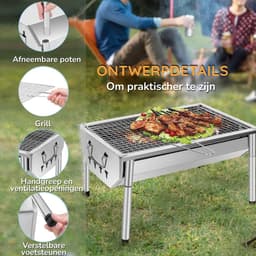 Mini BBQ Houtskool Draagbaar & Compact voor Picknick en Camping – Barbecue Houtskool Stevig Design met Uitneembare Grillplaat – Camping barbecue Praktisch & Snel te Gebruiken | Ideaal voor Buiten, Tuin & Onderweg — thumbnail 3