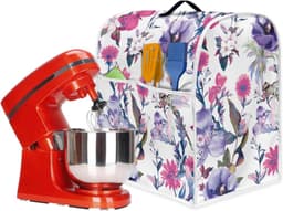 Mixerhoes Bloemenprint - Keukenmachine Cover - Keuken Apparaat Beschermen - Met Handige Zakken - 435x275x375 cm - Paars — thumbnail 5