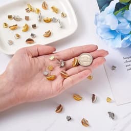 450 stuks lint krimpeinden in drie kleuren met rechthoekige en half ronde vormen, ideaal voor het maken van armbanden en sieraden — thumbnail 4