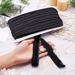 25m franje trimmen 25mm - Polyester kwastje lint zwart voor DIY latin jurk - Naaien accessoires — thumbnail 2