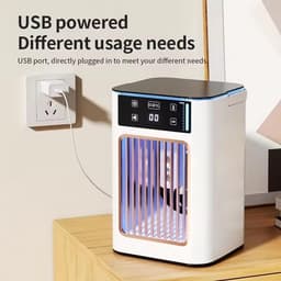 Airco - Aircooler - Mini 3-in-1 Draagbare Airconditioner | Stille Verdampingskoeler met watertank | Draagbare, via USB oplaadbare luchtkoeler (900 ml) | Ideaal voor kantoor, terras of op de camping — thumbnail 4