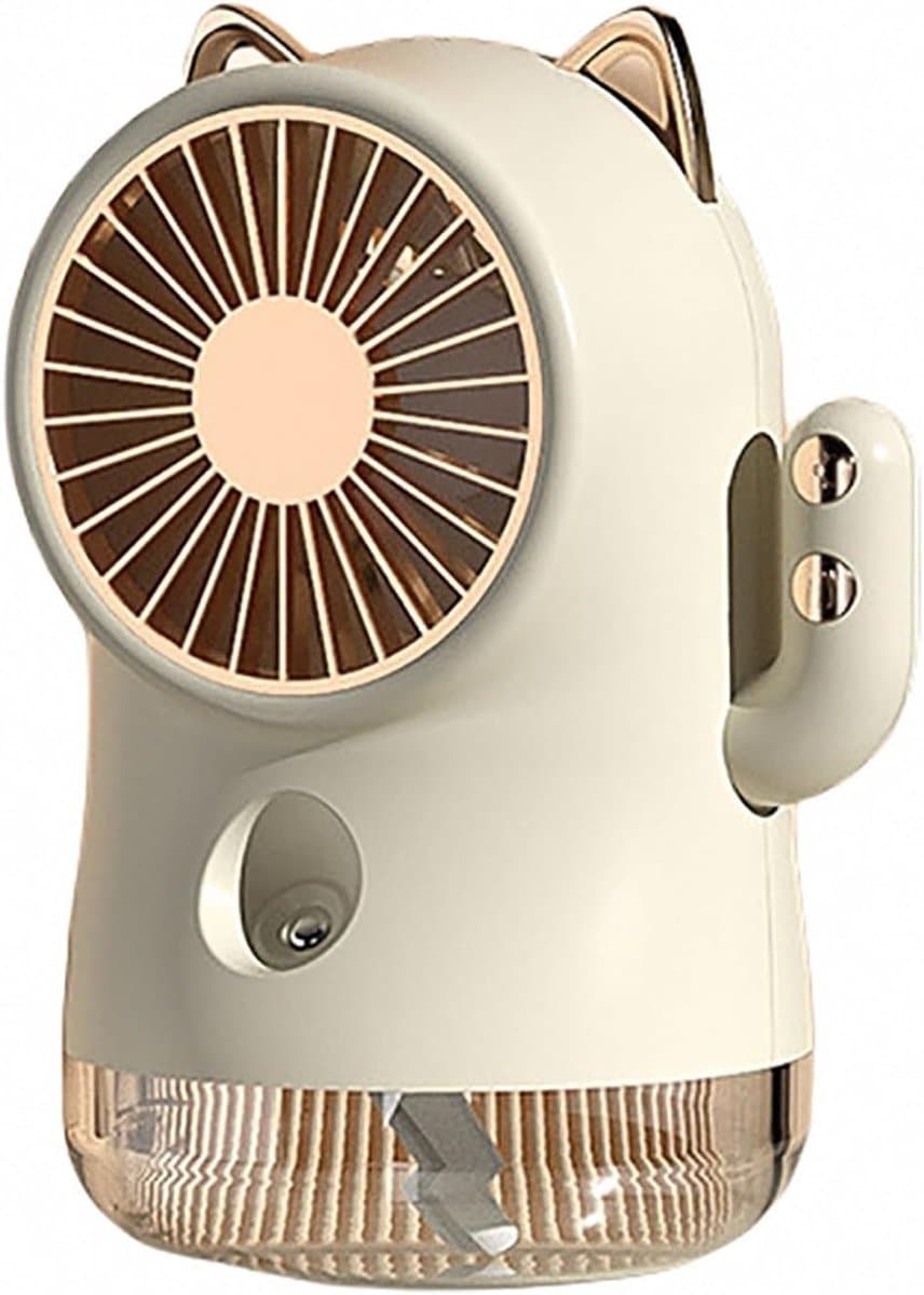 Ventilator - Mini ventilator - Oplaadbare kleine ventilator met vernevelaar, krachtige luchtstroom met 3 standen, draagbare tafelventilator, brede luchtverspreiding, stille oscillerende luchtcirculator voor thuis en op kantoor (wit) — afbeelding 1