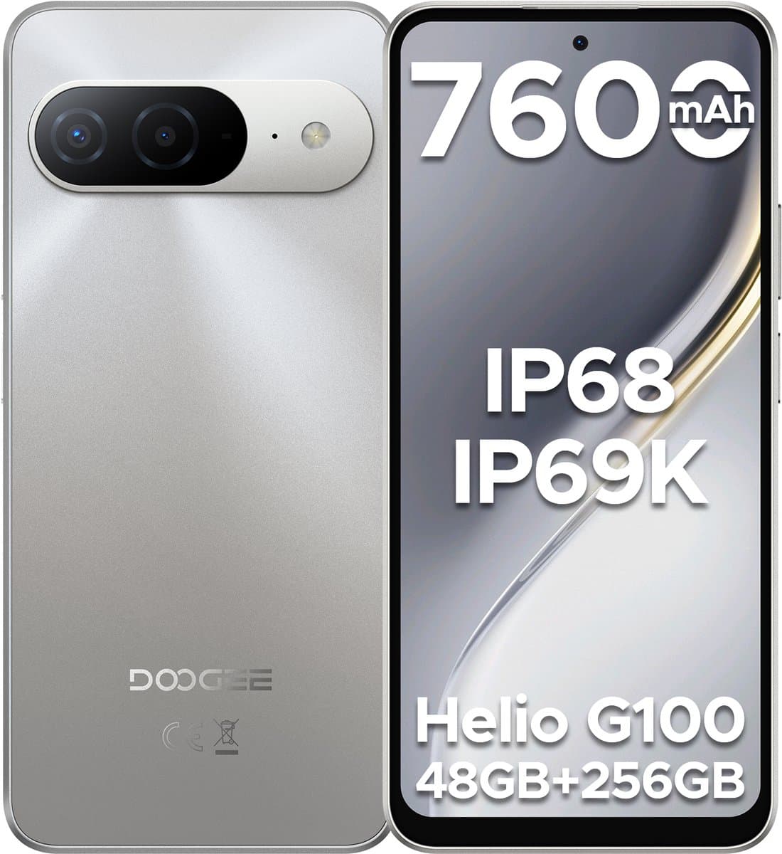 DOOGEE B10 4G - Smartphone - Robuuste Smartphone - 48GB RAM + 256GB ROM/2TB TF - Android 16 - 7600mAh/33W - 6,63 inch FHD+ 120Hz Scherm - IP68/IP69K Waterdicht - Helio G100 - NFC - Vingerafdruk & Face ID - Natuurlijke — afbeelding 1