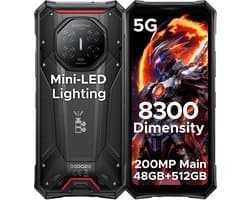 DOOGEE S300 PRO 5G - Robuuste smartphone - Robuuste telefoon - 48GB RAM + 512GB ROM (2TB/TF) - 6,78 inch FHD/120Hz - 11000mAh/66W - IP68 - Dimensity 8300 - Android 16 - 200MP AI camera - NFC - Vingerafdruk - Gezichtsherkenning - Slimme lichteffecten