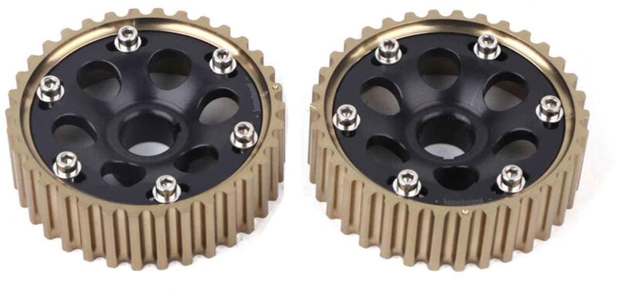 Een set nokkenaswielen van racekwaliteit aluminiumlegering voor Honda Integra Civic B16A/B16B/B18C motoren, zwart. — afbeelding 1