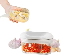 Handmatige keukenmachine - Groente snijder - Snel ingrediënten hakken - Ergonomisch ontwerp - 13 x 8 cm - Grijs — thumbnail 1
