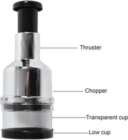 Handmatige Hakmolen - RVS - Ui en Knoflook Snijder - Hakker met Drukknop - RVS Groentesnijder - Keukenhulp voor Uien, Groenten & Kruiden - Vaatwasserbestendig - Handmatige Food Processor - Zilver/Zwart — thumbnail 4