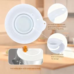 Mixer Kom Deksel - Spatdeksel Keukenmachine - Schoon Bakken - Sterke Afdichting - 23 cm Diameter - Wit — thumbnail 4