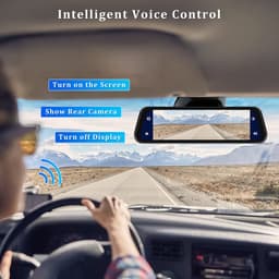 Achteruitkijkspiegel-dashcam - met draadloze Apple CarPlay- en Android Auto-functionaliteit - 9,66 inch - 4K-resolutie - IPS-touchscreen - dual-screen dashcam - Bluetooth + AHD-achteruitrijcamera - wifi - inclusief 32 GB SD-kaart — thumbnail 3