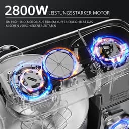 Keukenmachine - Multifunctionele mixer - Bakken en koken - Planetaire mengbeweging - 12 liter kom - Zilver — thumbnail 3