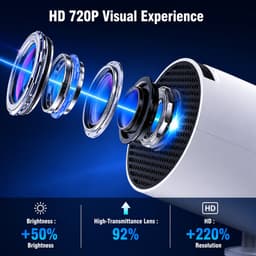 Novari - Beamer - Mini beamer - Projector - Smart beamer - Mini projector - Haarscherpe HD-weergave - 180° draaibare projectie — thumbnail 4