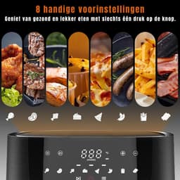 TIM® Airfryer XXL - Mini-oven - Heteluchtfriteuse - 9L - 8 Programma's - Zwart - 30cm x 36cm x 30cm — thumbnail 2