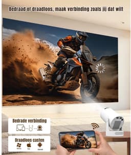 KAD® Mini Beamer - Smart Mini Beamer met WiFi & Bluetooth - Mobiele Thuisbioscoop inclusief Apps - Wit - 10cm x 10cm x 18cm — thumbnail 5