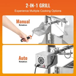 Seth Select Houtskool Spit Grill, Rotisseriegrill, Draaispit barbecue, Roterende grill, Elektrische motor, 46 inch, Zwart — thumbnail 4