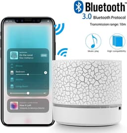 Draagbare draadloze mini Bluetooth-luidspreker, Super Bass stereo oplaadbare luidspreker met LED-verlichting - Wit — thumbnail 2