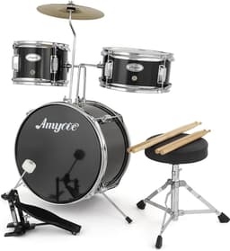 Compleet 3-Delig Kinder Drumstel - Zwart - Inclusief Krukje, Pedaal en Drumstokken - Voor Beginners — thumbnail 5