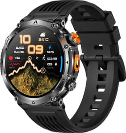 Knobbout GPS Smartwatch 1.7" (4,3 cm) Scherm met LED Zaklamp – 850mAh Batterij | IP68 Waterdicht | Kompas, Hoogtemeter & Barometer | Outdoor Sport Horloge met Bluetooth Bellen - Zwart — thumbnail 1