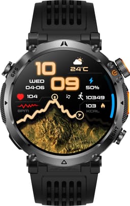Knobbout GPS Smartwatch 1.7" (4,3 cm) Scherm met LED Zaklamp – 850mAh Batterij | IP68 Waterdicht | Kompas, Hoogtemeter & Barometer | Outdoor Sport Horloge met Bluetooth Bellen - Zwart — thumbnail 3