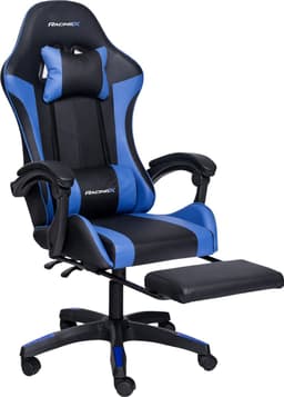 RACINGX - Game Stoel Met Voetsteun- Gaming Stoel - Ergonomische Bureaustoel - Gamestoel - Verstelbaar - Gaming Chair - Zwart/Blauw — thumbnail 3