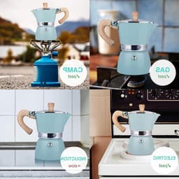 Espresso Maker voor 6 Kopjes - 10oz Handmatige Moka Pot voor Italiaanse Koffie, Aluminium Percolator en Koffiezetapparaat — thumbnail 3