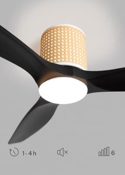 CREATE - Plafondventilator stil 40W (Ø132cm) - Sfeer- en hoofdverlichting LED - Afstandsbediening - 6 snelheden - Programmeerbaar - WIND CALM CUSTOM RATTAN — thumbnail 2