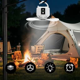 Camping Plafondventilator Met Licht En Afstandsbediening - Tent Ventilator Op 5200mAh Accu - Oplaadbare Ventilator - Hangbare Campingventilator - Essentieel Voor Op De Camping — thumbnail 5